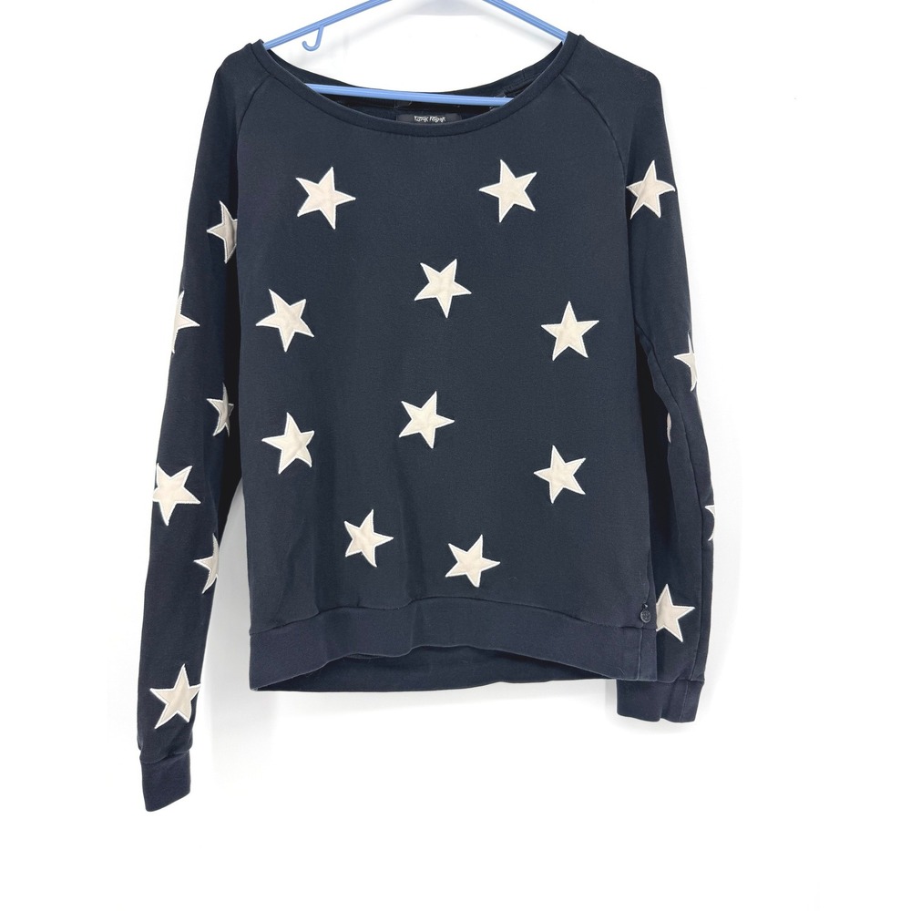 Maison Scotch Punk Radar Black Embroidered Star‎ Sweatshirt Womens Size 1 S